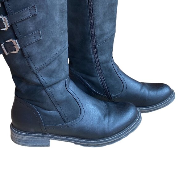 Patrizia Dercetis Faux Leather Suede Tall Boot Black Buckle Riding Country-8 - Picture 5 of 16